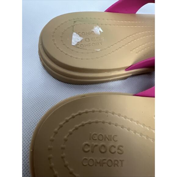 Crocs Tulum Womens Sz 10 Strappy Toe Post Comfort Sandals Thong Shoes Pink - Picture 6 of 9